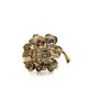 Ruby, Emerald and Sapphire Blooming Flower Pendant/ Brooch in Gold